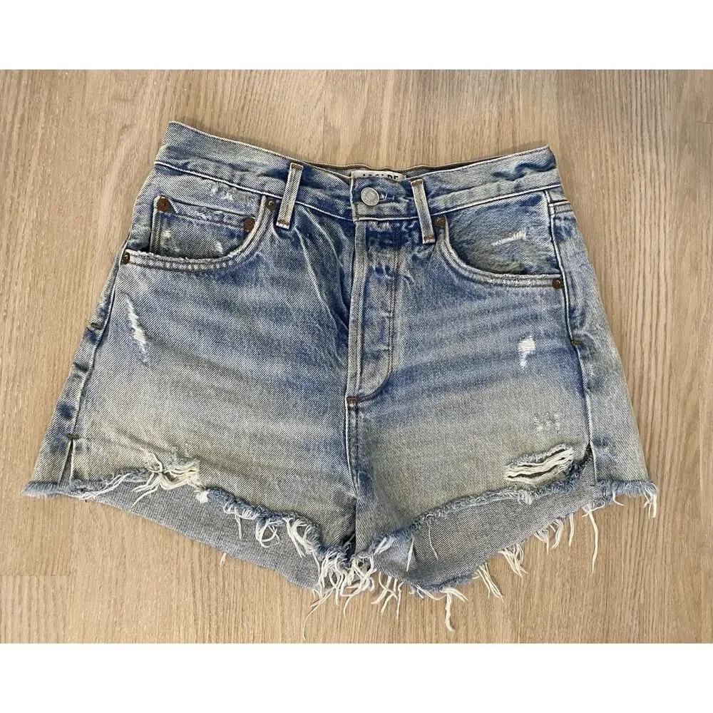 AGOLDE Jaden‎ Cut Off Jean Shorts in Surreal Sz 26 Beachy Boho